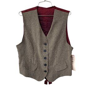 Vintage 90s IC Isaacs Princess Vest Size Tweed Large Navy Burgundy Deadstock NEW